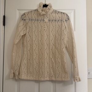 Vintage Lace Long Sleeve Blouse in Cream